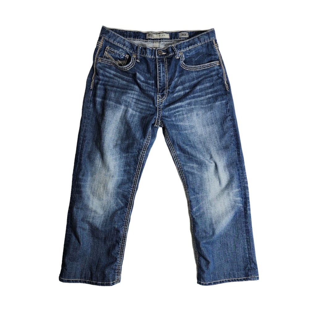 BKE Tyler Boot Leg Jeans Size 36‎ x 26  Blue Denim Thick Stitch
